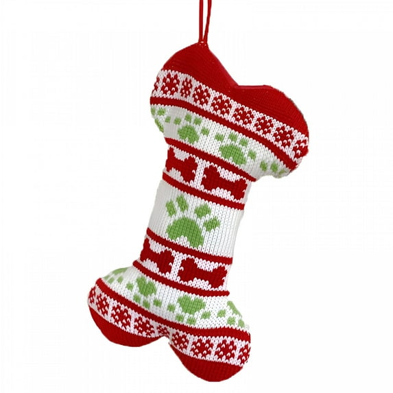 BESTSKY Dog Christmas Knitted Stocking Dog Bone Fish Shape Stocking Fireplace Office Hanging christmas stockings for Dog Cats Pets Family Holiday Decor Cute dog christmas stocking