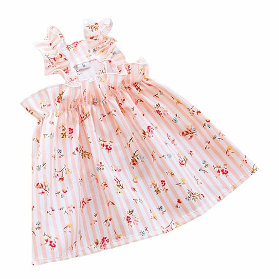 BESTSKY Dog Clothes for Small Dogs,Skin-Friendly Puppy Clothes,Suitable for Various Breeds Dog Dress,Pink Striped Halter Princess Dress,M
