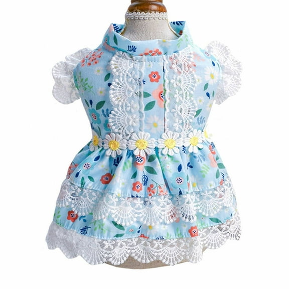 BESTSKY Dog Clothes for Small Dogs,Soft Comfortable Puppy Clothes,Exquisite Gift Dog Dress,Blue,XS