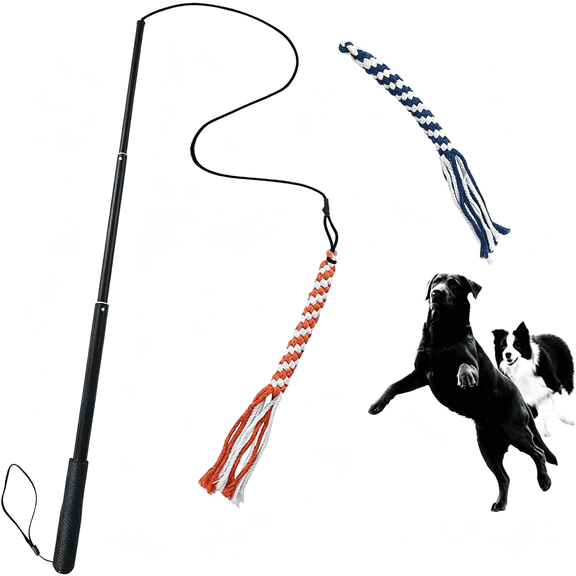 BESTSKY Dog Extendable Teaser Wand Pet Flirt Stick Pole Puppy Chasing Tail Interactive Toy for Small Medium Large Dogs Training Playing Exercise