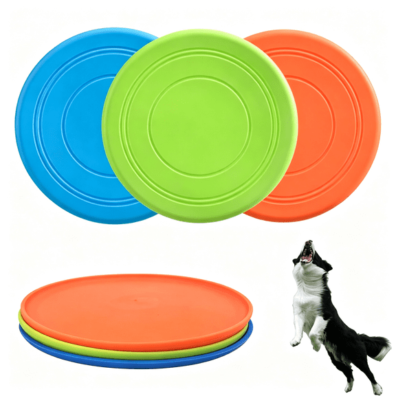 BESTSKY Dog Flying Disc,3 Pack Dog Flyer Toys,Soft Rubber Interactive Lightweight Flying Disc Dog Toy for Small Large Dogs-Floats in Water&Safe on Teeth,7 Inch.