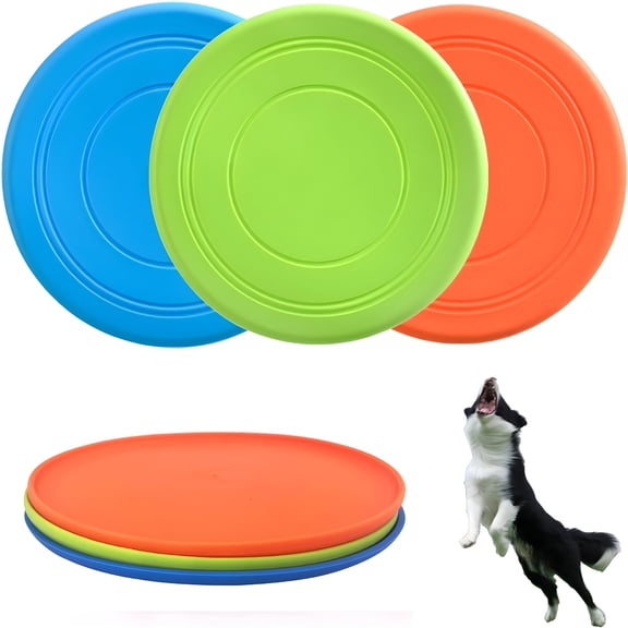 BESTSKY Dog Flying Disc, 3 Pack Dog Flyer Toys, Soft Rubber Interactive Lightweight Flying Disc Dog Toy for Small Large Dogs Floats in Water & Safe on Teeth, 7 inch.