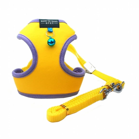 BESTSKY Dog Harness with High Tensile Strength, Adjustable Pet Halter for Small Dogs and Cats, Polyester Leash Attachment for Daily Walks, Hiking, and Training, Yellow