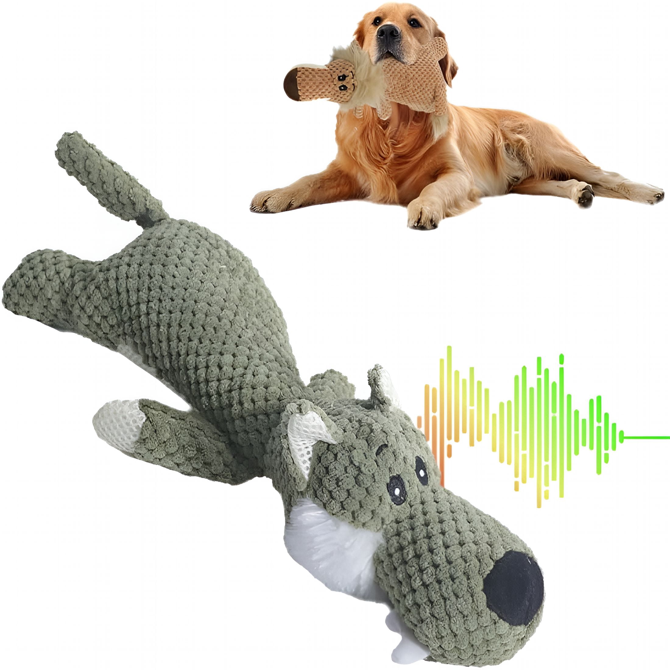 BESTSKY Dog Plush Toy for Aggressive Chewers, Durable Squeaky Dog Toy, Soft Stuffed Chew Toy for Small, Medium & Large Dogs (Green)