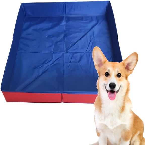 BESTSKY Dog Pool for Small Dogs-Foldable Dog Bathtub-Portable Swimming Pool Bath Tub for Home Yard Outdoor-Non-Inflatable-Rectangle Paddling Tub for Puppies Cats Animals