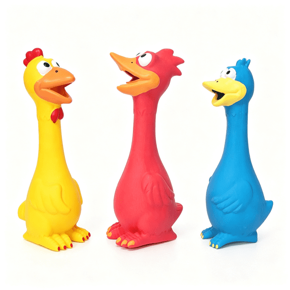 BESTSKY Dog Squeaky Toys 3 Pcs Rubber Chicken Dog Toy,Squeaking Fun Chew Toy for Dogs Indoor and Outdoor Interactive Toys for Medium and Large Breeds 7.9"