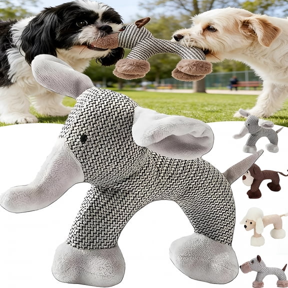 BESTSKY Dog Toy-Linen Safari Companions And Chomp Champ Dog Toy,Squeaky Dog Chew Toys,Textured Linen Weave That Turns Frantic Chewing into Focused Calm(Elephant)