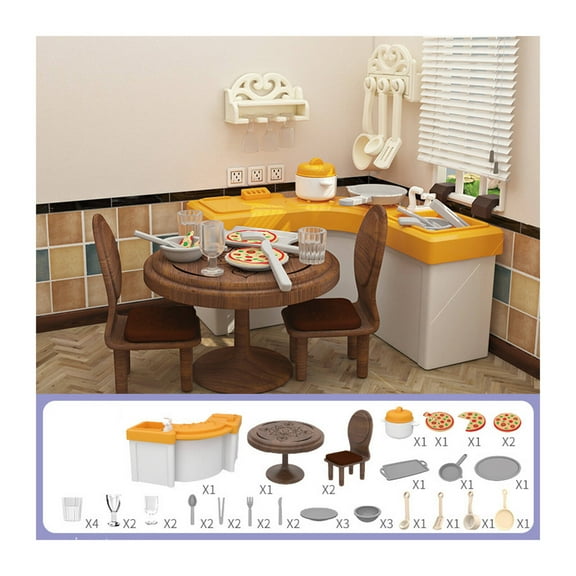 BESTSKY Dollhouse Furniture Set Stimulate Creativity Doll House Furniture and Accessories Set Miniature Scene Dollhouse Accessories Kitchen Accessories