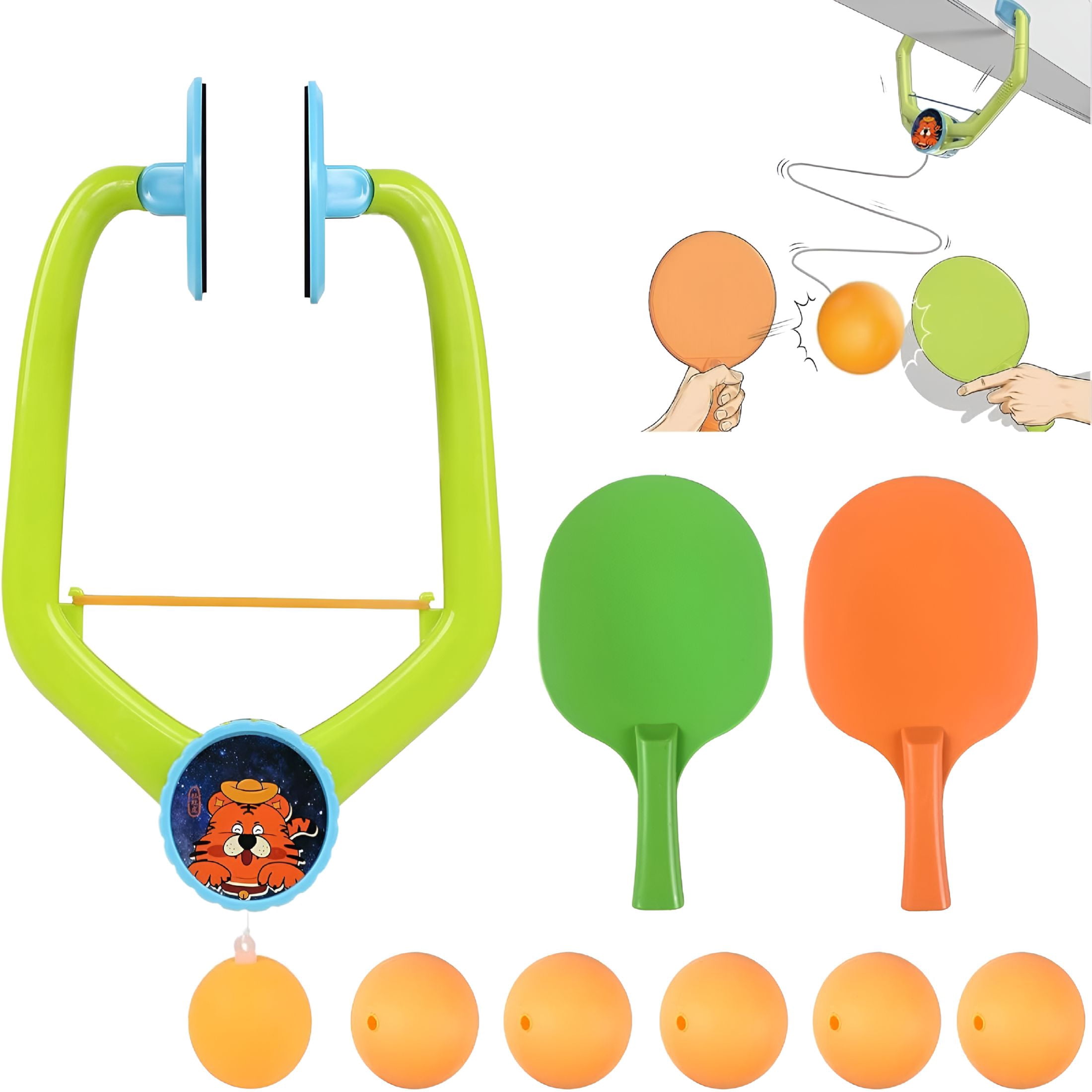 BESTSKY Door Ping Pong Game over the Door,Adjustable Doorway Game Pingpong Trainer,Door Jam Pingpong Starter Kit,Portable Table Tennis Exerciser Set with Racket and Balls