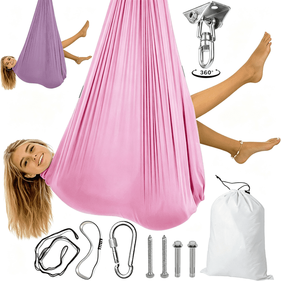 BESTSKY Double Layer Reversible Sensory Swing Outdoor and Indoor Swing for Kids and Adults Up to 260 Lbs Autism Cocoon Swing Kids Sensory Swing Indoor Adhd