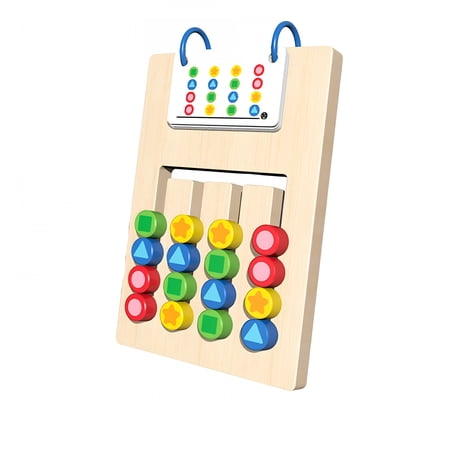 BESTSKY Double-Sided Four-Color Maze Game,Wooden Logic Thinking Trainer with Color Cognition Activity for Problem Solving Skills Development