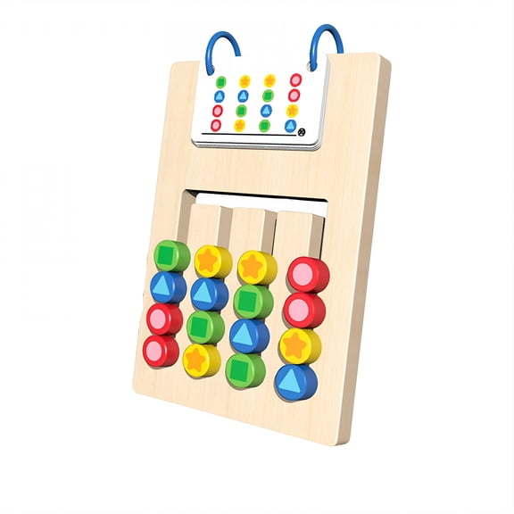 BESTSKY Double-Sided Four-Color Maze Game,Wooden Logic Thinking Trainer with Color Cognition Activity for Problem Solving Skills Development