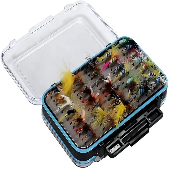 BESTSKY Dry Flies Bass Salmon Trouts Flies Nymph And Streamer Fly Fishing Flies Kit Waterproof Fly Box For Trout Fly Fishing Flies (Multicolor) (64pcs)