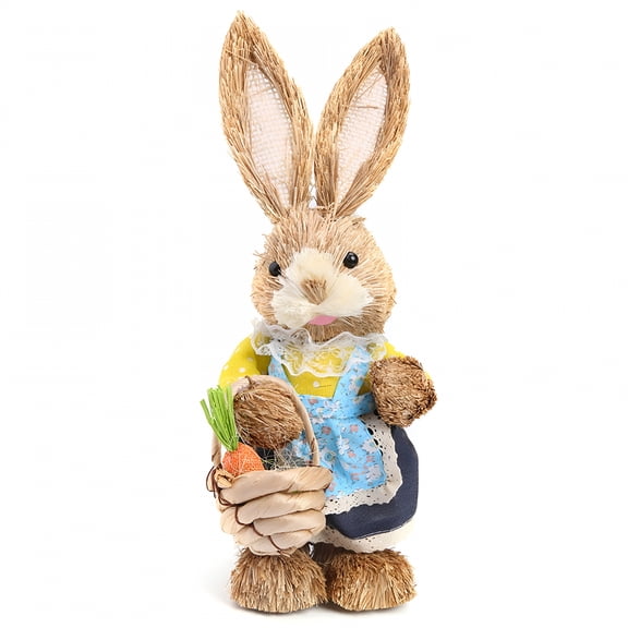 BESTSKY Easter Decorative Imitation Rabbit Straw Bunny - 1 pack