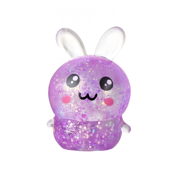 BESTSKY Easter Egg Fillers & Basket Stuffer Essentials 6Pcs Glitter Easter Bunny Soft and Fluffy Toys with Plastic Eggs Bunny Stress Balls for Adults,Egg Hunt Party Favors Purple