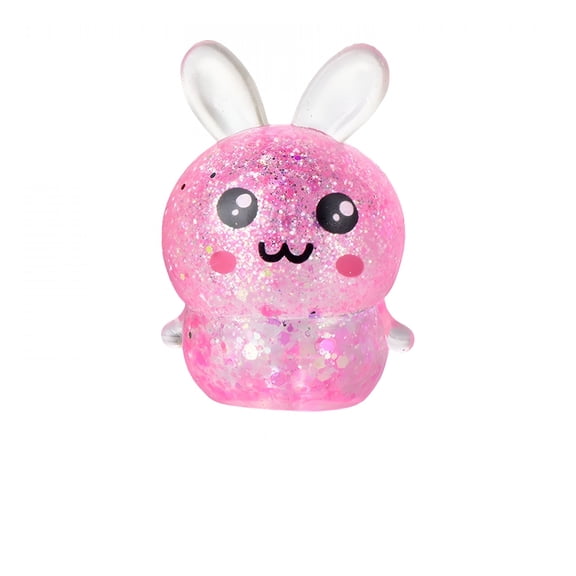 BESTSKY Easter Egg Fillers & Basket Stuffer Essentials 6Pcs Glitter Easter Bunny Soft and Fluffy Toys with Plastic Eggs Bunny Stress Balls for Adults,Egg Hunt Party Favors Pink