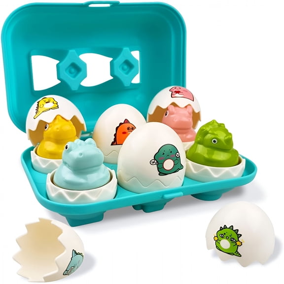 BESTSKY Easter Hide&Squeak Dinosaur Eggs Sorting&Matching Learning Toys for Toddlers Kids Boys Girls Easter Basket Stuffers Gifts Party Favors