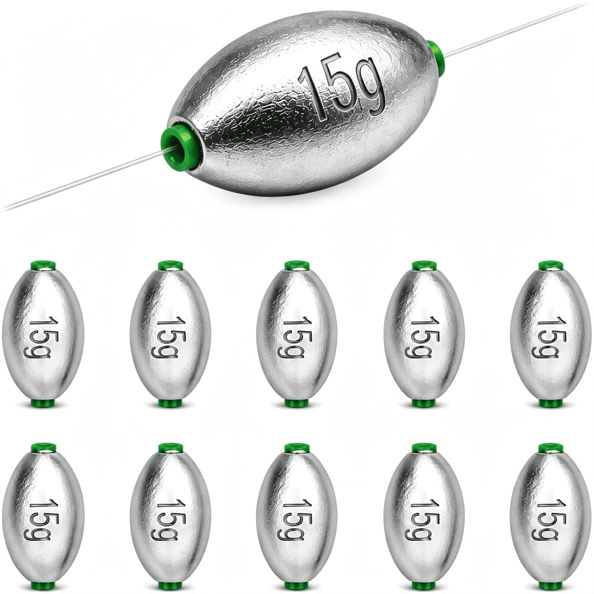 BESTSKY Egg Sinkers Fishing Weights Oval Slip Sinker 3/16Oz-1Oz Smooth ...