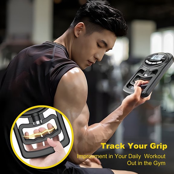 BESTSKY Electric Grip Strength Tester LED Display Hand Grip Dynamometer Adjustable Gripper Trainer Handheld Grip Measurement Meter Hand Grip Power Strengthener Exerciser Black