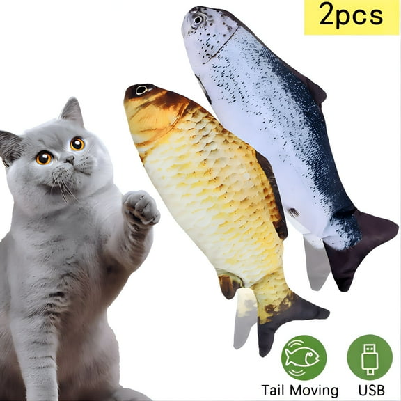 BESTSKY Electric Moving Wagging Fish Cats Toy Realistic Flopping, Interactive Motion Kitten Toy, Plush Interactive Cat Toys Fun Toy for Cat Exercise