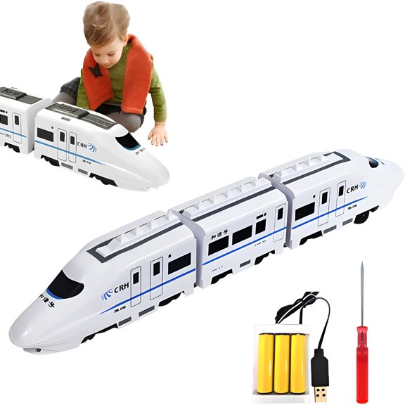 BESTSKY Electric Universal Simulation High Speed Railway Train Toy,Battery Operated Train Toys,Freely Assembled High Speed Train Kids Toy Car,Early Education Toy for Boys (3 Carriages)