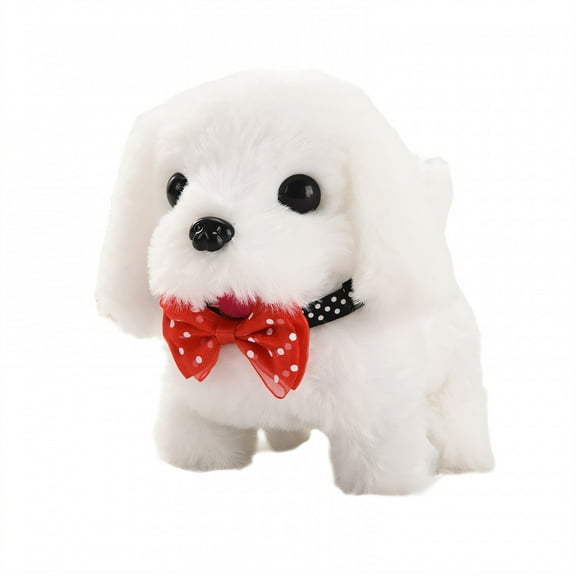 BESTSKY Electronic Plush Dog,Realistic Dog Toy Remote Control Leash,Companionship Gift for Kids,White