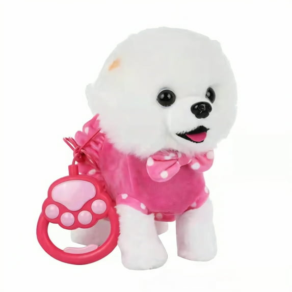 BESTSKY Electronic Plush Dog,Singing and Walking Dog Dog Toy Remote Control Leash,Interactive Dog Toy Gift for Kids,Pink