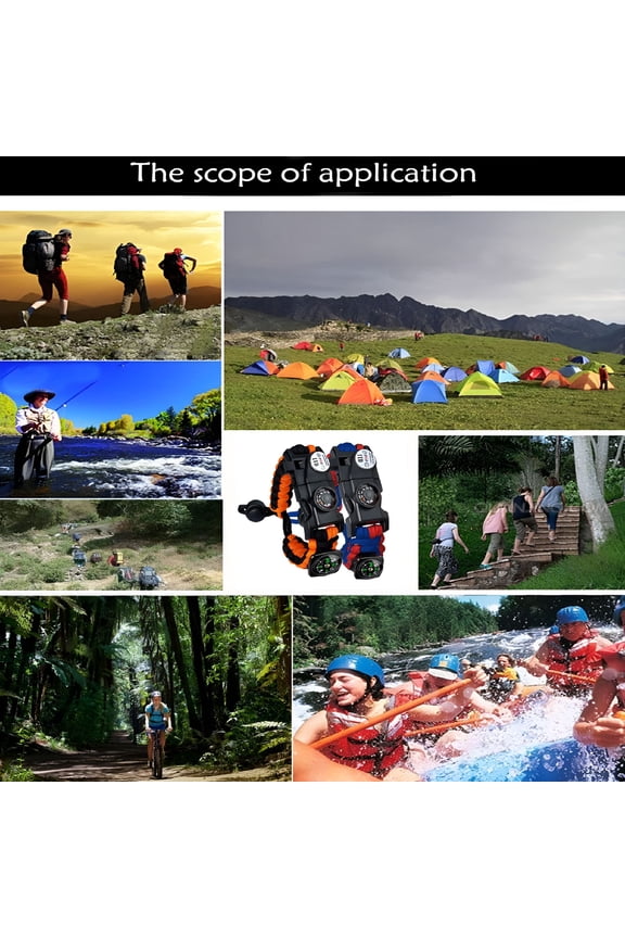 Emergency Paracord Bracelets | Set of 2 | Tactical Survival Gear | Flint Fire Starter, Whistle, Compass | Wilderness Survival-Kit for Camping/Fishing & More