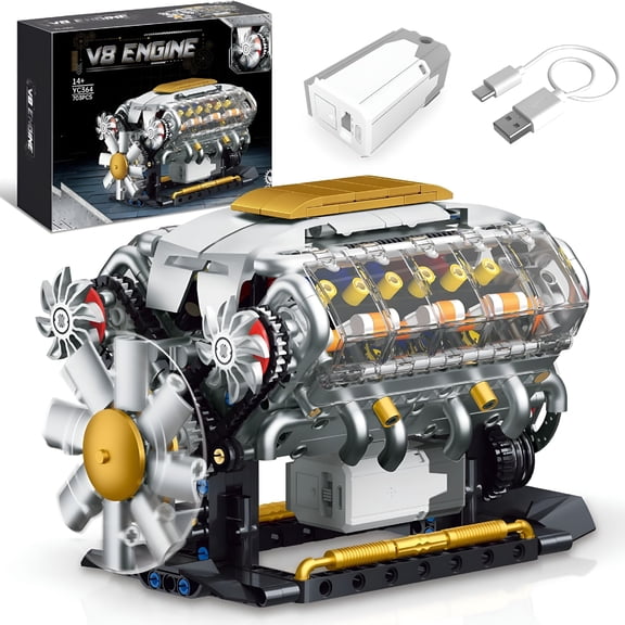 BESTSKY Engine Model Kit That Runs,Build Your Own Mini Visible Car Motor,Physical Science Experiment Building Set for Adults&Teens,Stem Toy Gift for Boys 14+(703 Pcs)