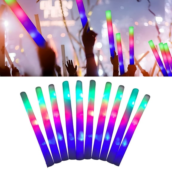 BESTSKY Event & Party Color (10 Pack) Light Up Glow Sticks Colorful Foam Sticks Concert Bar Stick Flash Sticks Tube Soft Glow
