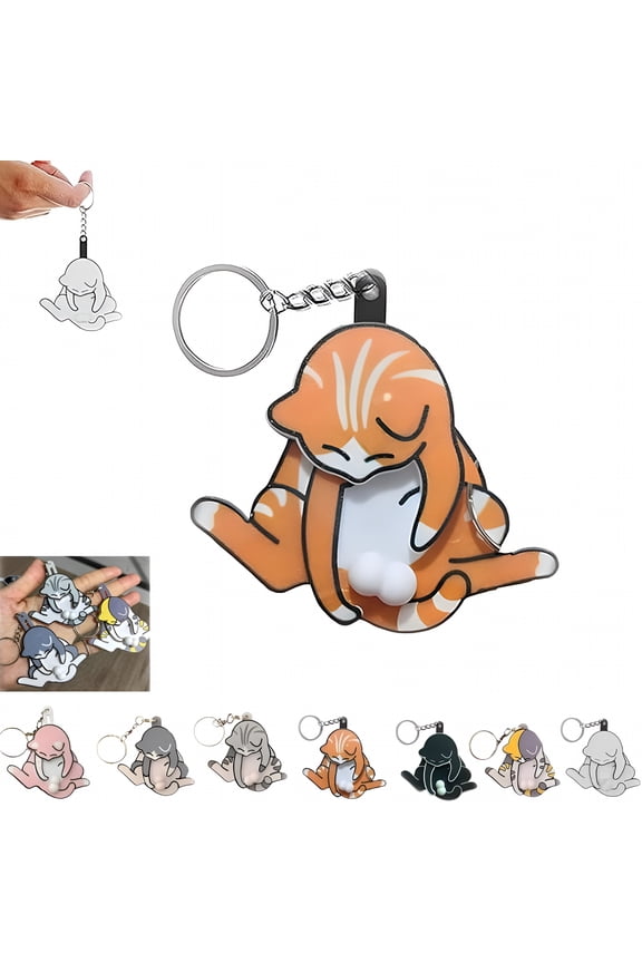 2026 New Fidget Cat Keychain,Mischief Cat Interactive Keychain,Hilarious Gift for Cats Lovers for Keys,Backpack,Purse,Car,Bag,Pocket