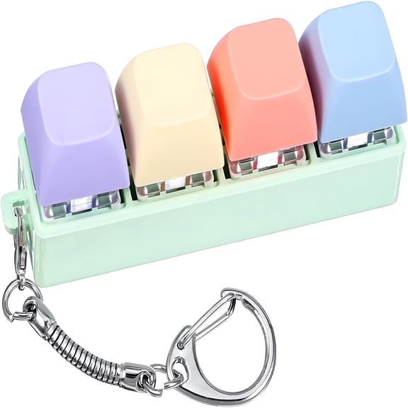 BESTSKY Fidget Keyboard Clicker,Keyboard Keychain of 4 Colors Decompression Keycap Button Stress Relief Gifts for Adult Women to Relief Stress Pass Time