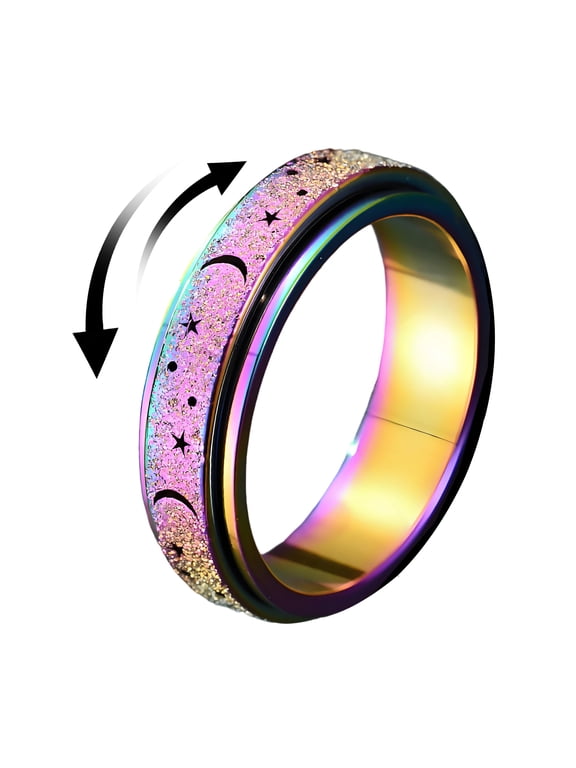 Fidget Spinner Ring Spinner Ring Men Women Anxiety Relief Fidget Rings Size8