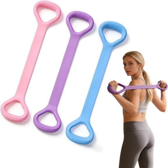 BESTSKY Figure 8 Resistance Bands,Silicone Exercise Bands,For Women&Men,Suitable for Exercise,Arm Training,Yoga Stretching&Pilates(3Pc-Mixed Colors)