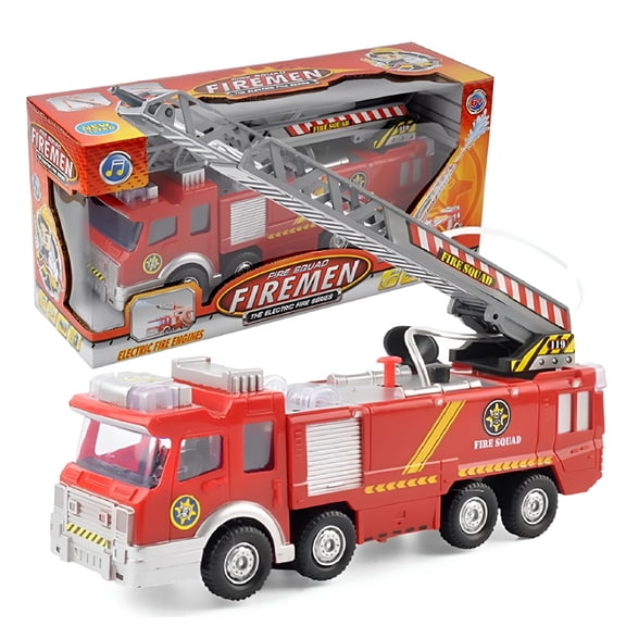 BESTSKY Fire Truck with Lights,Siren Sound,Working Water Pump and Rotating Rescue Ladder - Electric,Big Size,Realistic Design - for Toddlers,Kids Aged 3+ Years Old