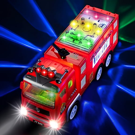 BESTSKY Fire Truck Play Vehicle with 4D Lights and Sounds,Red,0.92 lbs