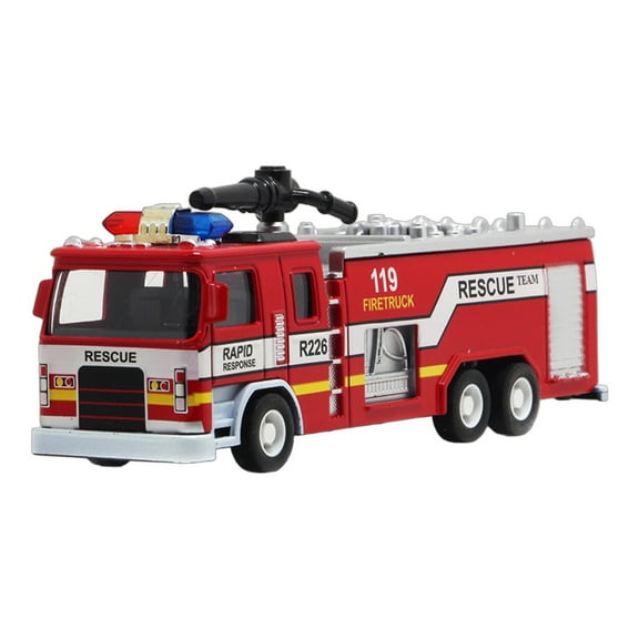 BESTSKY Fire Truck Toy 360 Degree Rotation Kids Fire Light and Music Function Pull Back Vehicle Style 2