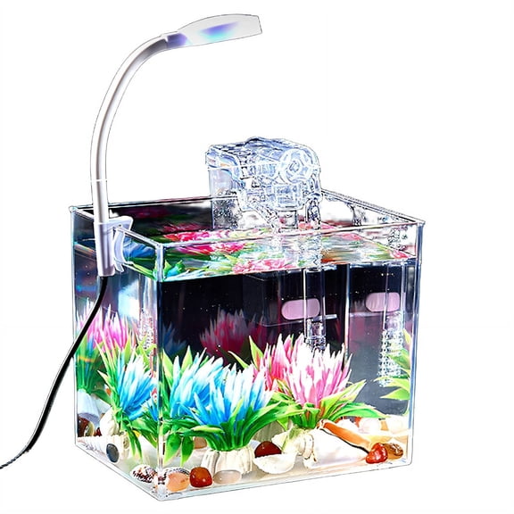 BPPEG Fish Tanks,Wide Vision Aquarium,Polished Finish Beta Fish Aquariums,Size6
