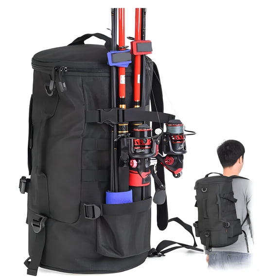 BESTSKY Fishing Backpack with Rod Holder Fishing Tackle Shoulder Storage Bag Waterproof
