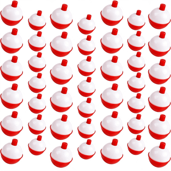 BESTSKY Fishing Bobbers Hard Abs Fishing Floats Bobbers Push Button Round Buoy Floats Red/White Snap-On Bobbers for Crappie Trout Catfish Bass Fishing Party Decoration 0.5In-2.5In