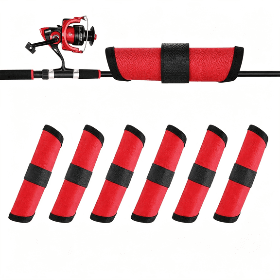 BESTSKY Fishing Hook Covers, 5.9 Inch Fishing Lure Covers, Lure Shield, Tackle Wraps for Most Fishing RodsRoll Up Fishing Lure Wraps to Keep Fishermen Fishing Safe for Fishing Rod (Red)
