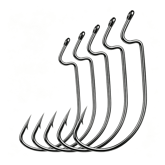 BESTSKY Fishing Hooks for Bass Fishing - 100Pcs Ewg Offset Worm Hook Texas Rig Hooks for Freshwater Saltwater Size 1/0 2/0 3/0 4/0 5/0 - Soft Lures Worms Plastics Bait Fishing Hook with Tackle Box