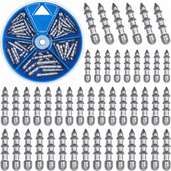 BESTSKY Fishing Nail Weights Kit,70Pcs Wacky Worm Weights Screwin Weights for Bass Fishing Plastic Worm Lures Neko Rig Wacky Rig Weights Insert Pencil Nail Sinkers 4 Sizes