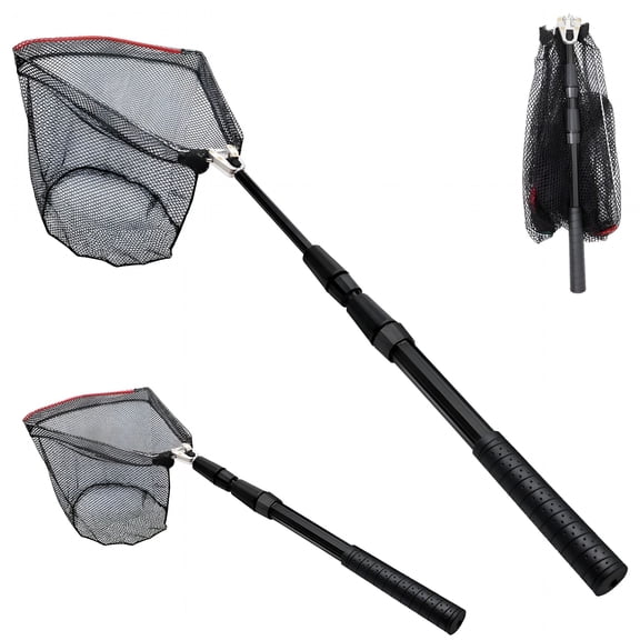 BESTSKY Fishing Net Long Handle,Collapsible Fish Landing Net with Telescopic Pole Handle,Fishing Net for Freshwater and Saltwater Nylon Mesh Landing Net,Extend to 40-51 Inches