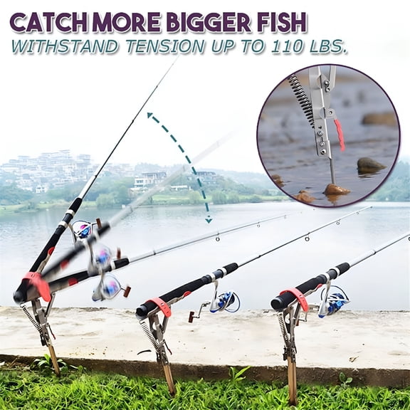 BESTSKY Fishing Rod Holder, Automatic Sp Fishing Rod Holder, Bank Fishing Pole Holder Hook Setter Adjustable Stainless Steel Sp Loaded Rod Holder for Fishing