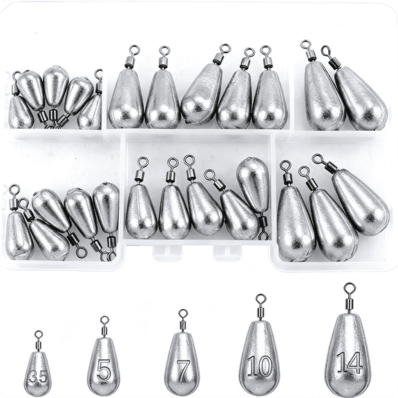 BESTSKY Fishing Weights Sinkers Kit Bass Casting Weights Drop Shot Weights with Swivel for Freshwater Saltwater Catfish Weights with Swivel Sinkers for Fishing