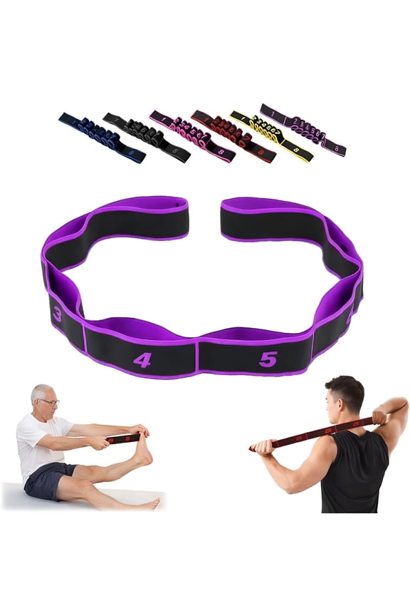 Fitness Resistance Band,8-Loop Numbered Elastic Stretch Band,Adjustable Exercise Band Suitable for Pilates,Dance,Hamstring and Full-Body Workouts.