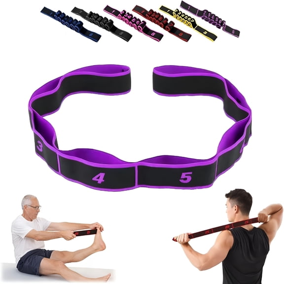 BESTSKY Fitness Resistance Band,8-Loop Numbered Elastic Stretch Band,Adjustable Exercise Band Suitable for Pilates,Dance,Hamstring and Full-Body Workouts.