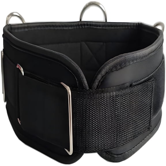 BESTSKY Fitness Resistance Belt Multi Functional Fitness Belt with 5 s for Weight Training and Resistance Training of Load Carrying Pull Up Belt Squat Black One Size