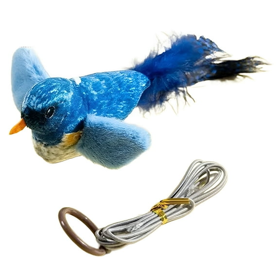 BESTSKY Flapping Bird Cat Toy,Polyester and Feathers Bird Toy for Cats,Authentic Touch Cats Cat Bird Toy,Blue